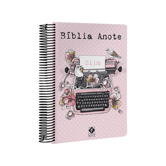 Bíblia Anote Slim Typo Rosa| NVT | Capa Dura Espiral