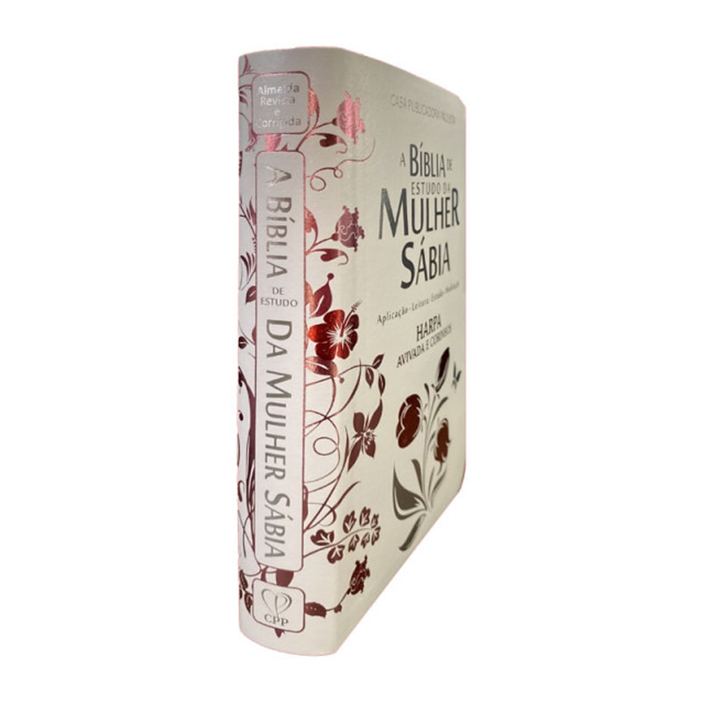 Bíblia de Estudo da Mulher Sábia | ARC | Harpa Avivada | Capa Luxo Rosas Branca