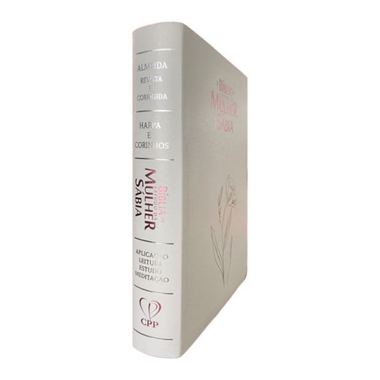 Bíblia de Estudo da Mulher Sábia | ARC | Harpa Avivada | Capa Luxo Magnólia Branca