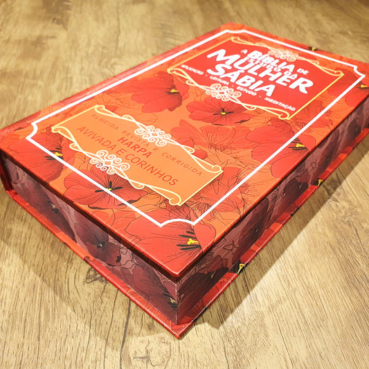 Bíblia de Estudo da Mulher Sábia | ARC | Harpa Avivada | Capa Dura Floral Laranja