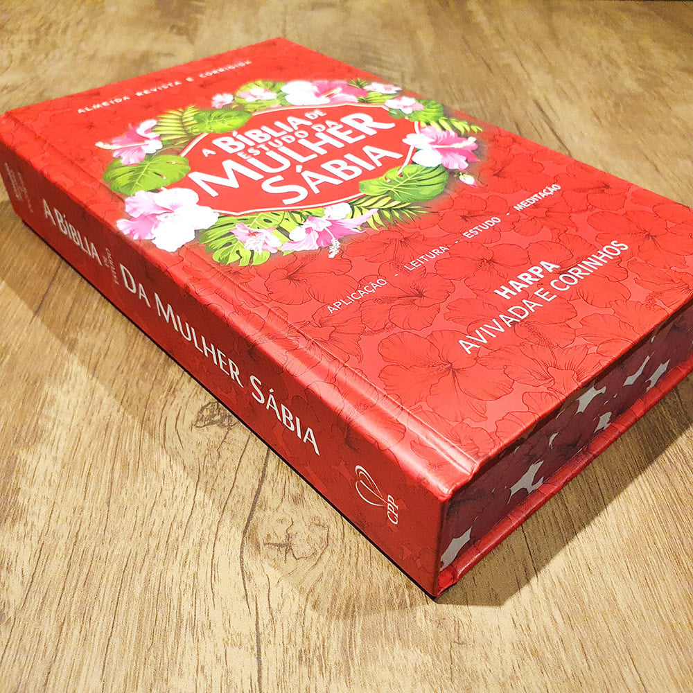 Bíblia de Estudo da Mulher Sábia | ARC | Harpa Avivada | Capa Hibisco Vermelha