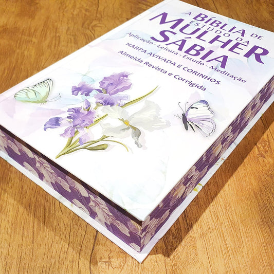 Bíblia de Estudo da Mulher Sábia | ARC | Harpa Avivada | Capa Dura Íris Lilás