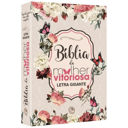 Bíblia da Mulher Vitoriosa | Letra Gigante | ARC | Capa Luxo Floral Bege