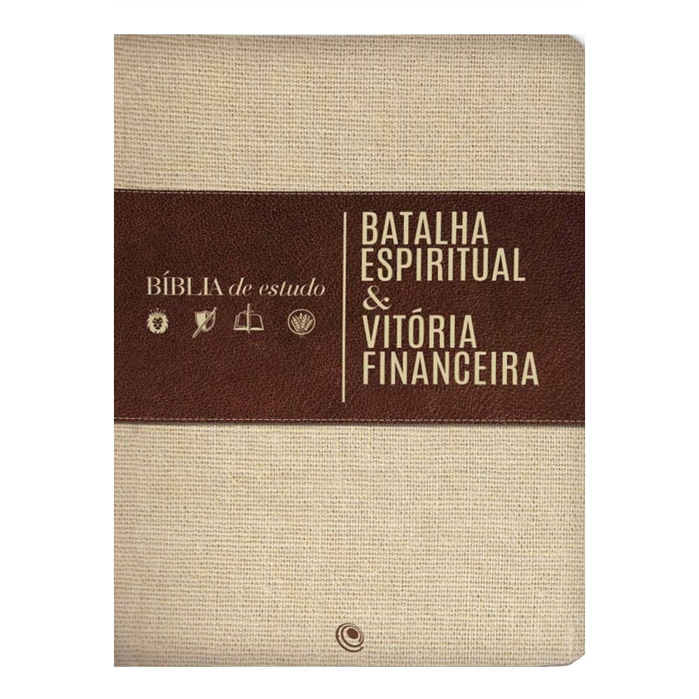 Bíblia de Estudo | Batalha Espiritual e Vitória Financeira | ARC | Capa Luxo Bege