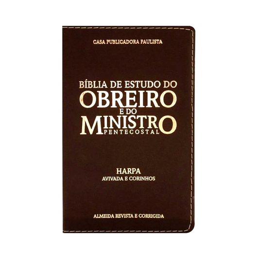 Bíblia De Estudo Do Obreiro Pentecostal | ARC | Harpa Avivada e Corinhos | Capa Luxo Bordo
