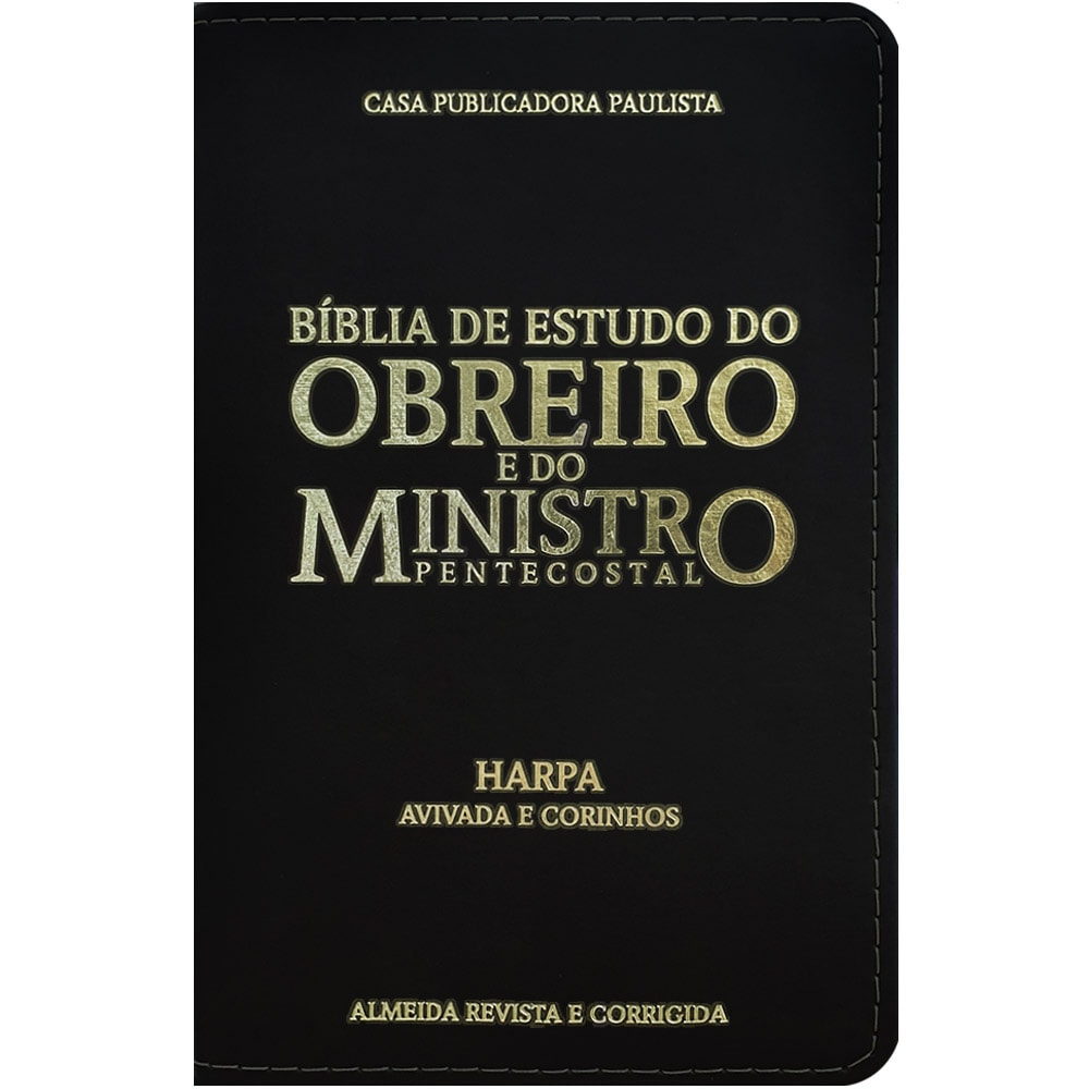 Bíblia De Estudo Do Obreiro E Do Ministro Pentecostal | ARC | Harpa Avivada e Corinhos | Capa Luxo Preta