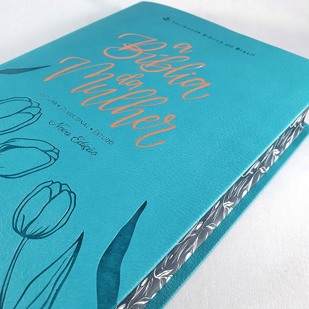 A Bíblia da Mulher | Letra Grande | NAA | Capa Luxo Turquesa