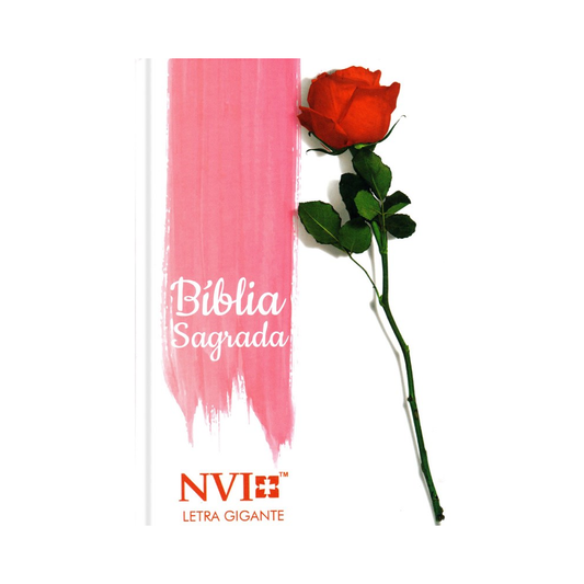 Bíblia Sagrada Botão de Rosa | NVI | Letra Gigante | Capa Dura