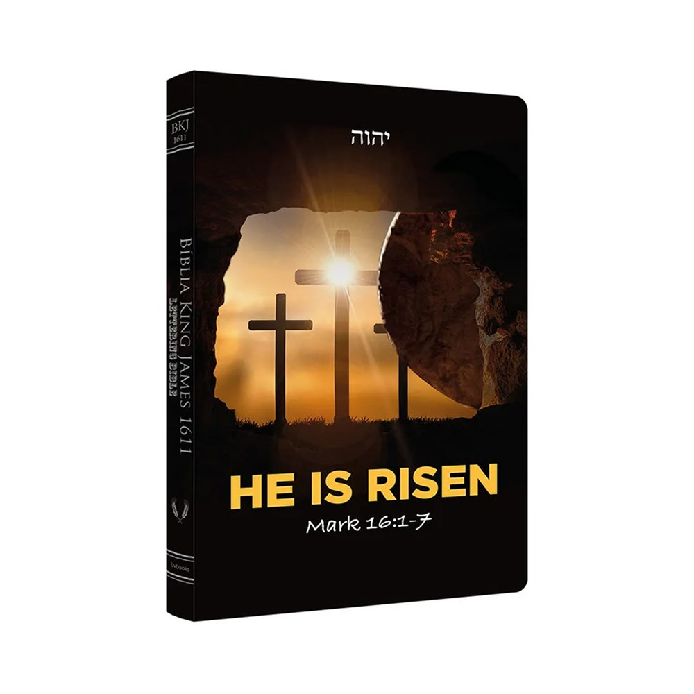 Bíblia King James 1611 Ultra Fina Lettering Bible | Letra Normal | Capa He Is Risen