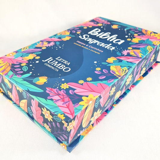 Bíblia Sagrada Letra Jumbo | ARC | Capa Dura Folhagem Azul