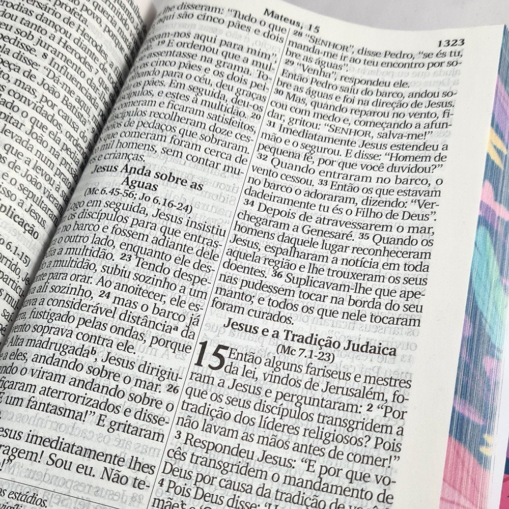 Bíblia Sagrada Letra Jumbo | NVI | Capa Dura Folhagens Azul