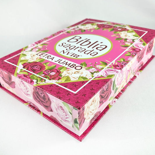 Bíblia Sagrada Letra Jumbo | NVI | Capa Dura Rosa Geométrica