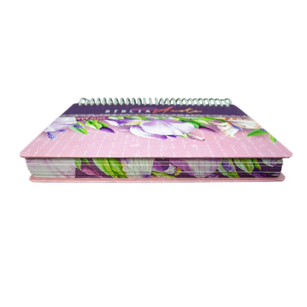 Bíblia Anote Slim | NVT | Capa Espiral Flores Lilás
