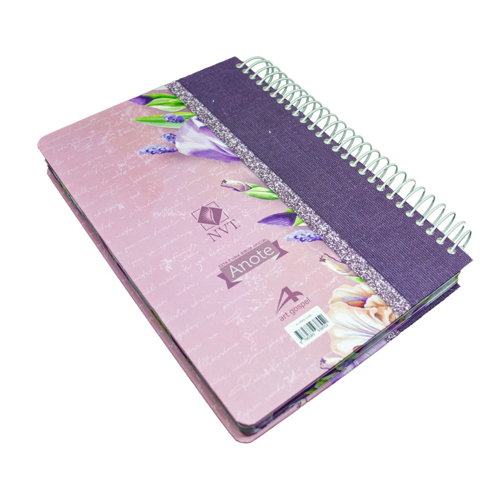 Bíblia Anote Slim | NVT | Capa Espiral Flores Lilás