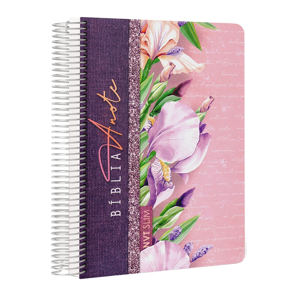 Bíblia Anote Slim | NVT | Capa Espiral Flores Lilás