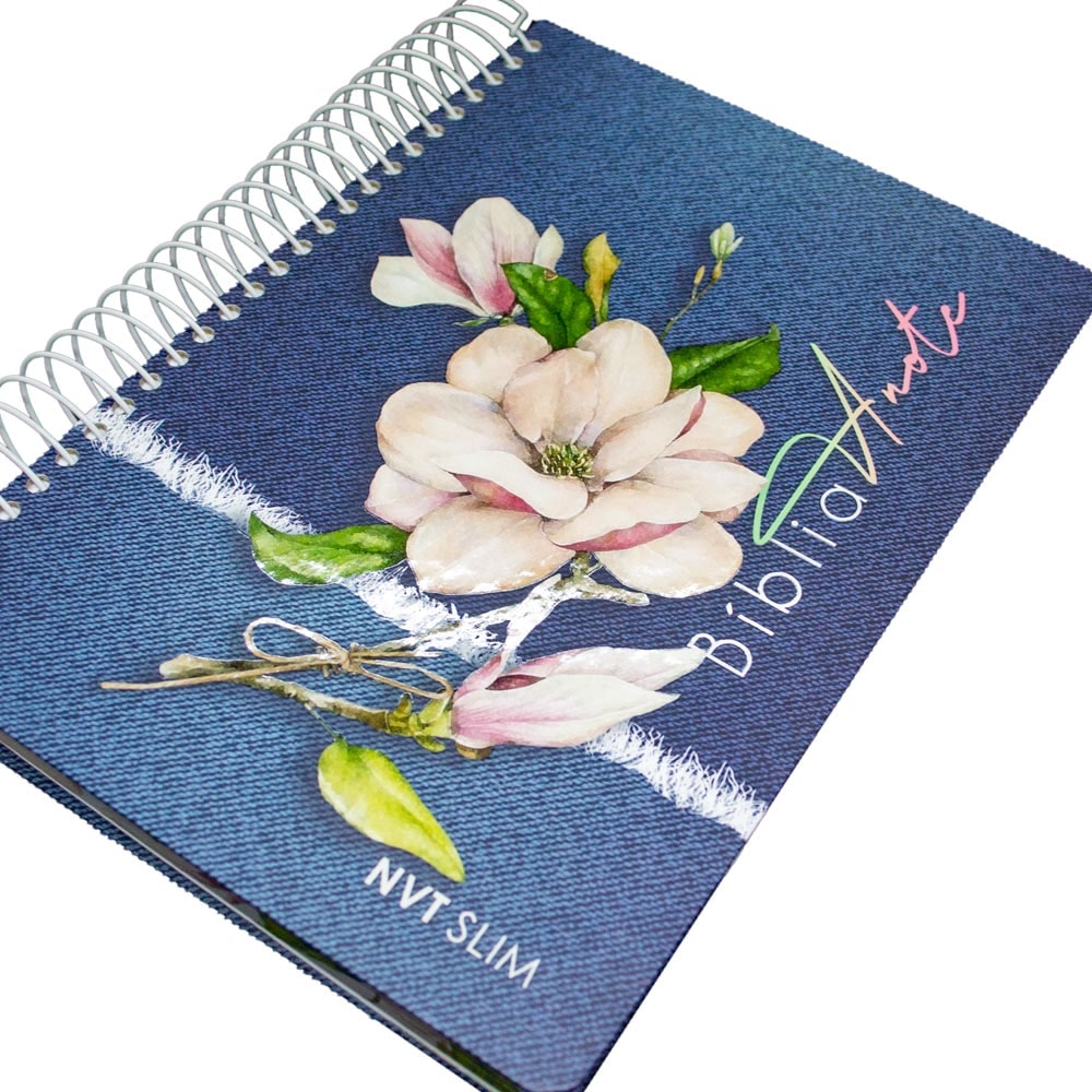 Bíblia Anote Slim | NVT | Capa Espiral Jeans Magnólia