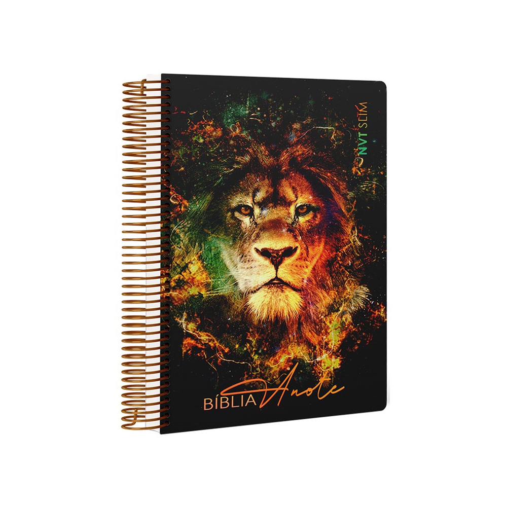 Bíblia Anote Slim | NVT | Capa Espiral Leão Fire