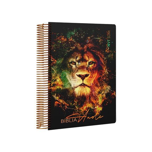 Bíblia Anote Slim | NVT | Capa Espiral Leão Fire