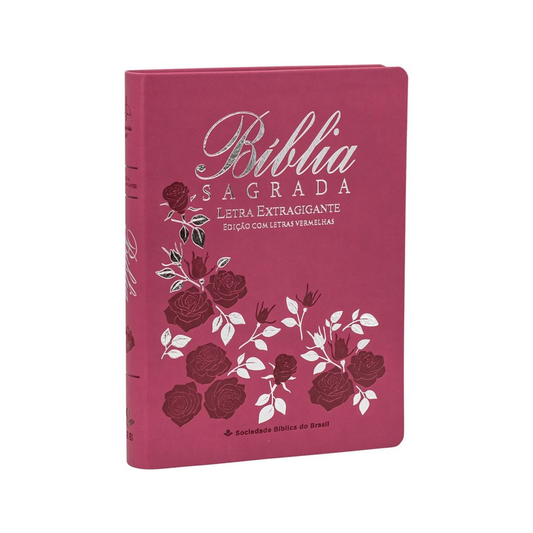 Bíblia Sagrada | Letra Extragigante | ARC | Capa Luxo Flor Pink