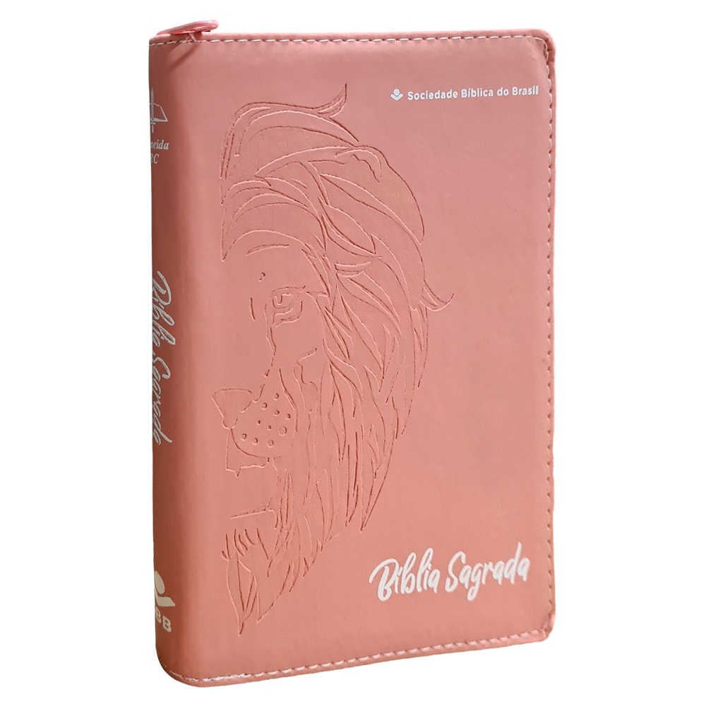 Bíblia Sagrada | ARC | Letra Grande | Capa Luxo Leão Rosa c/ Zíper