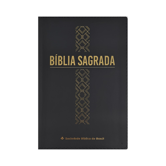 Bíblia Sagrada | Letra Grande | ARC | Capa Luxo Cruz Geométrica Preta C/ Ziper