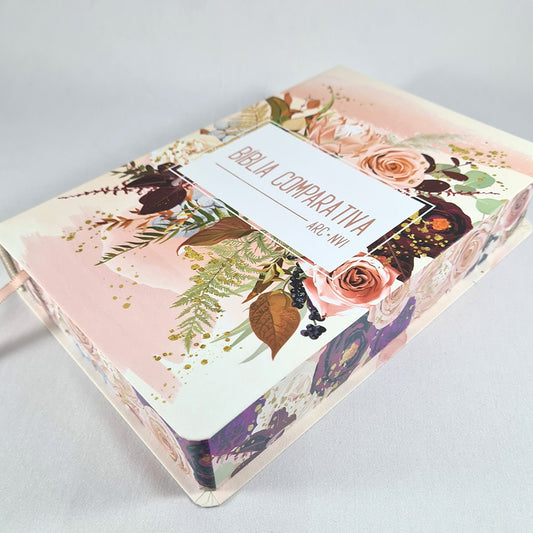 Bíblia Sagrada Edição Comparativa | ARC e NVI | Letra Média | Capa Luxo Flor de Henna