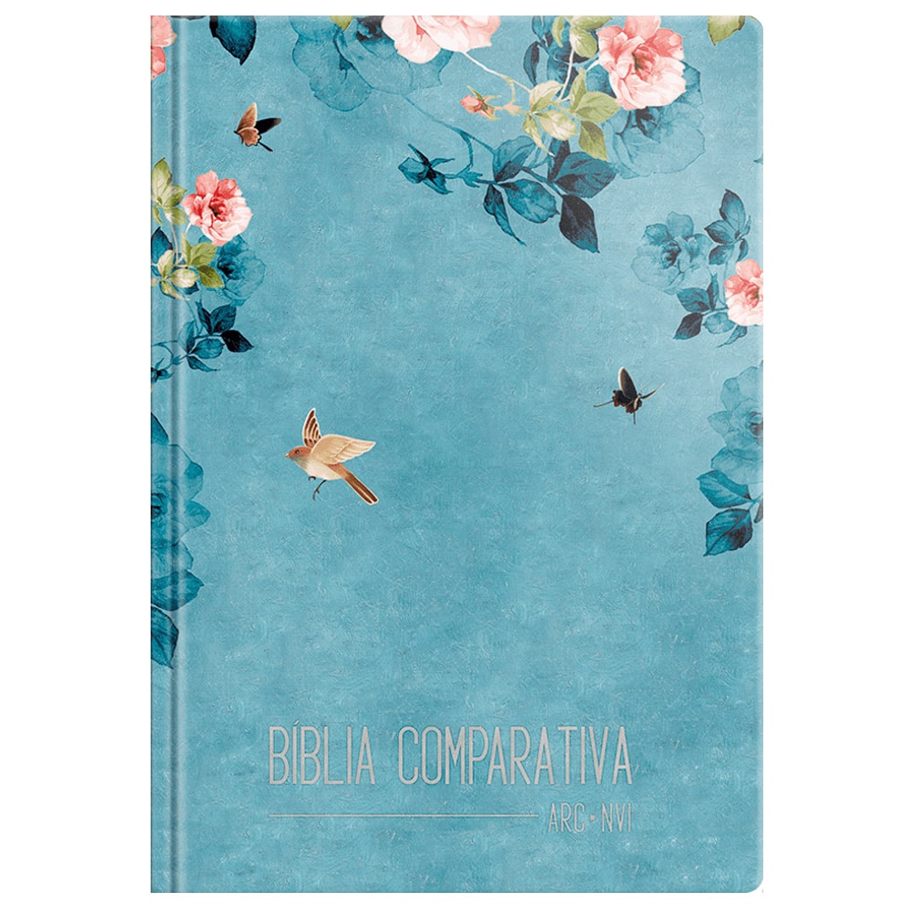 Bíblia Sagrada Edição Comparativa | ARC e NVI | Letra Média | Capa Luxo Rosa Turquesa