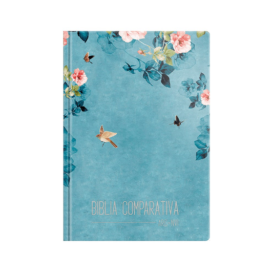 Bíblia Sagrada Edição Comparativa | ARC e NVI | Letra Média | Capa Luxo Rosa Turquesa