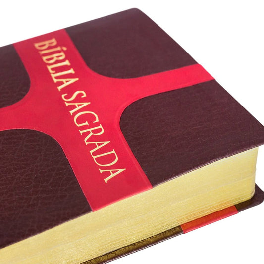 Bíblia Sagrada | NAA | Letra Grande | Capa Luxo Marrom Cruz Vermelha