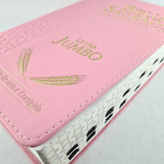 Bíblia Sagrada Compacta | ARC | Letra Jumbo | Luxo Rosa c/ Índice