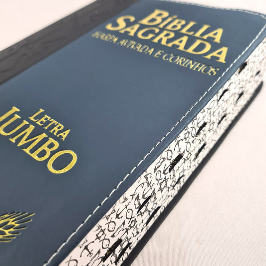 Bíblia Sagrada Compacta | ARC | Letra Jumbo | Luxo Preto e Azul c/ Índice