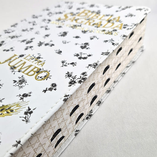 Bíblia Sagrada Compacta | ARC | Letra Jumbo | Luxo Flores Preta c/ Índice