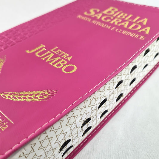 Bíblia Sagrada Compacta | ARC | Letra Jumbo | Luxo Pink c/ Índice