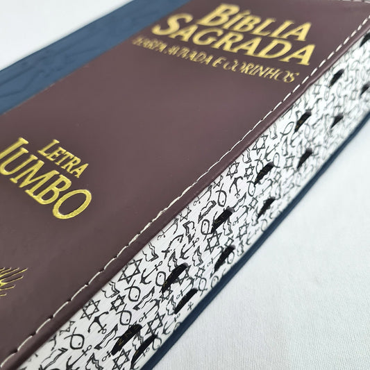 Bíblia Sagrada Compacta | ARC | Letra Jumbo | Luxo Azul e Vinho c/ Índice