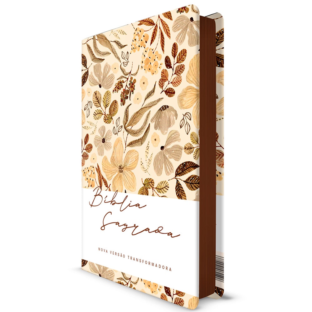 Bíblia Sagrada Slim Floral Creme | NVT | Letra Maior | Capa Flexível