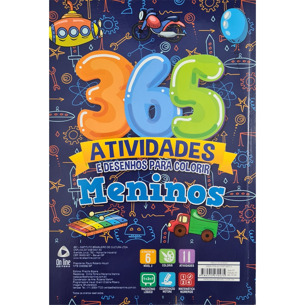 365 Atividades e Desenhos para Colorir | Meninos