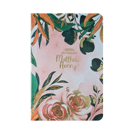 Bíblia de Estudo Matthew Henry | ARC | Letra Normal | Capa Luxo Floral
