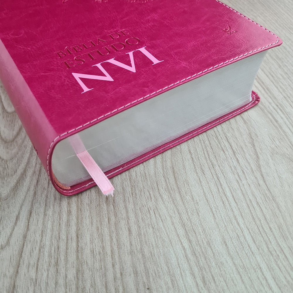 Bíblia de Estudo | NVI | Letra Normal | Capa Luxo Pink