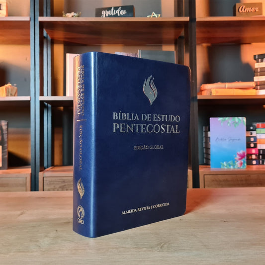 Bíblia de Estudo Pentecostal | Edição Global | ARC | Letra Grande | Capa Luxo Azul