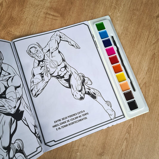 Liga da Justica Livro para Pintar com Aquarela