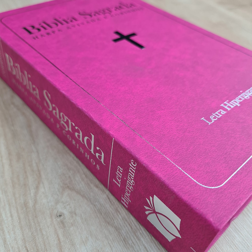Bíblia Sagrada com Harpa Avivada e Corinhos | ARC | Letra Hipergigante | Capa Semiflexível Pink