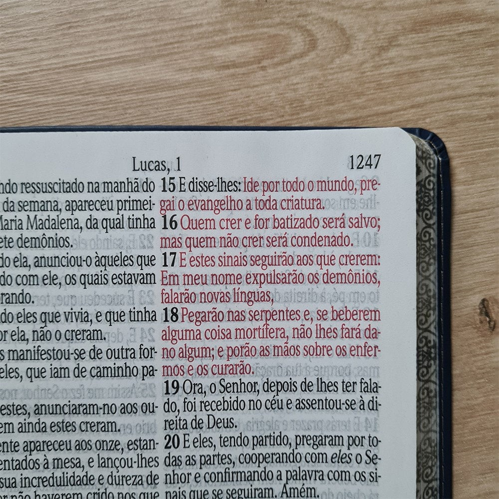 Bíblia Sagrada Letra Jumbo | ARC | Capa Luxo Arabesco Azul