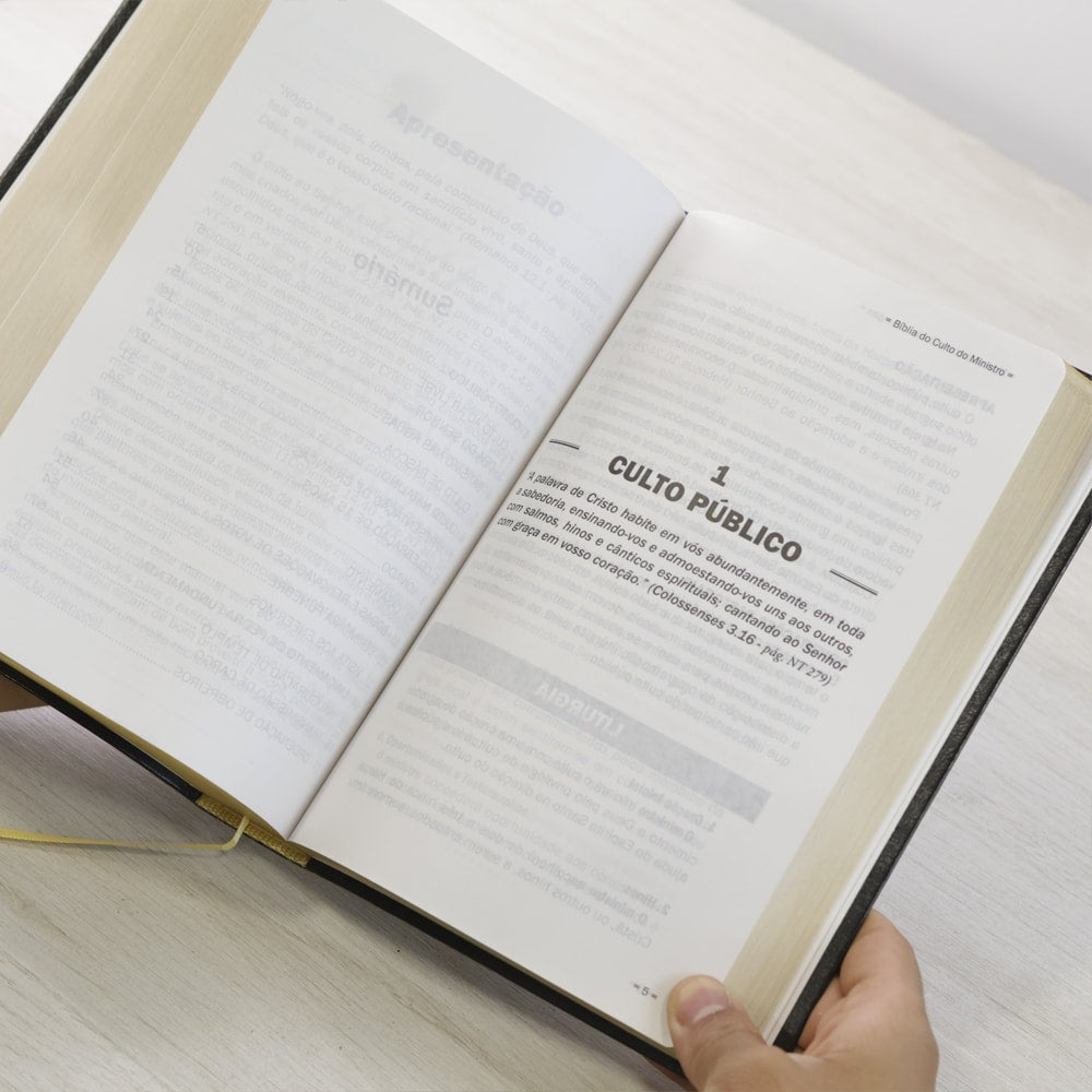 Bíblia do Culto do Ministro com Harpa Cristã e Corinhos | ARC | Letras ExtraGigante | Capa Luxo Preta