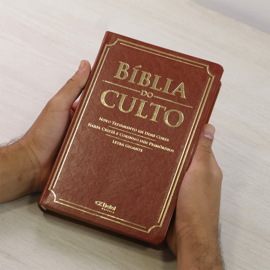 Bíblia do Culto com Harpa Cristã e Corinhos | ARC | Letra Gigante | Capa Semi-flexível Marrom
