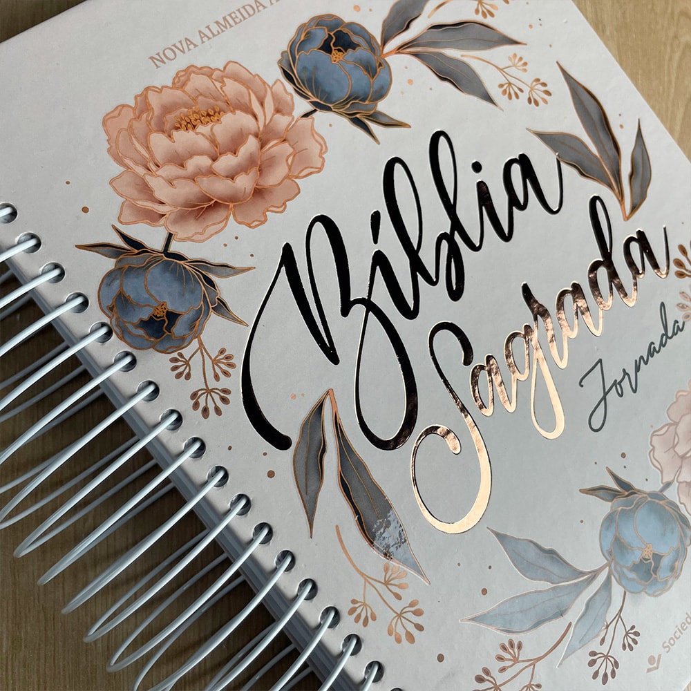 Bíblia Sagrada Jornada Espiral | NAA | Letra Grande| Capa Flores