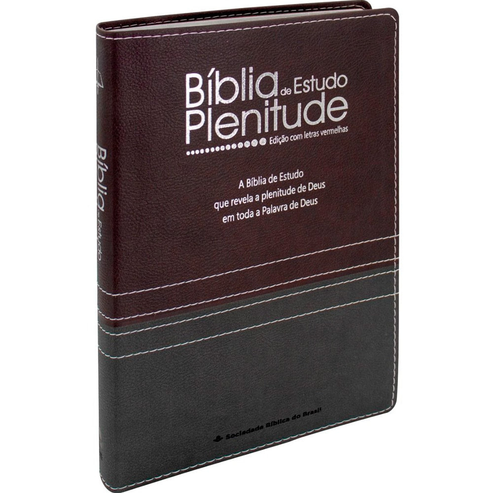 Bíblia de Estudo Plenitude | Letra Normal | ARC | Capa Luxo Bordo e Chumbo