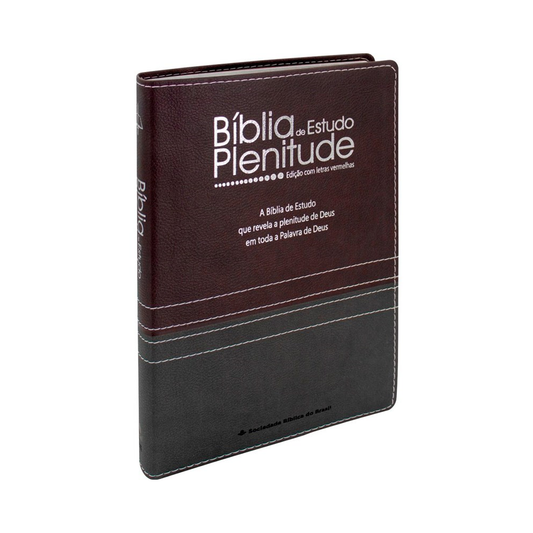 Bíblia de Estudo Plenitude | Letra Normal | ARC | Capa Luxo Bordo e Chumbo