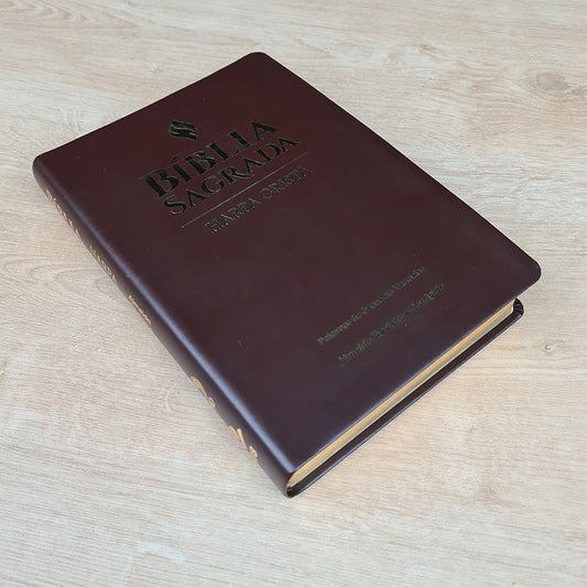 Bíblia Sagrada | ARC | Letra Grande | Harpa Cristã | Capa Luxo Marrom