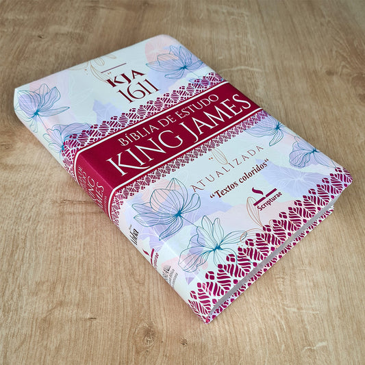 Bíblia de Estudo King James Atualizada | 1611 | Letra Normal | Capa Luxo Floral