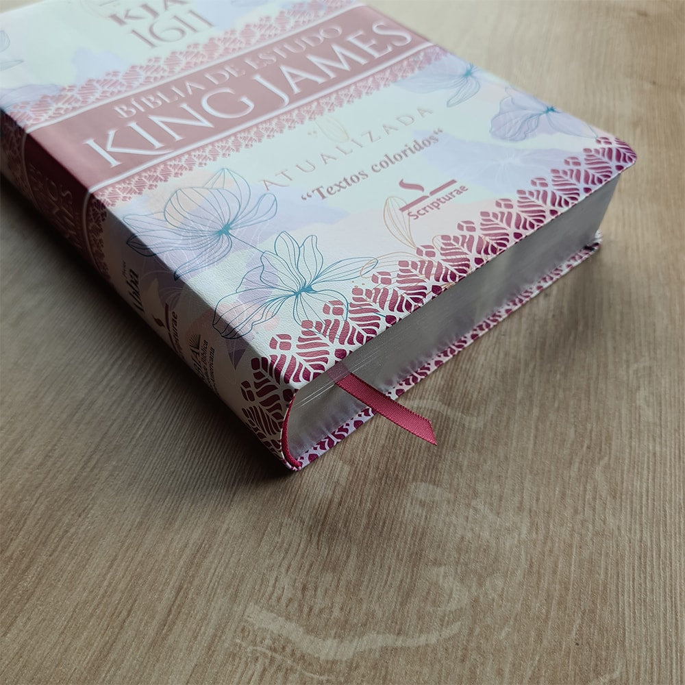 Bíblia de Estudo King James Atualizada | 1611 | Letra Normal | Capa Luxo Floral